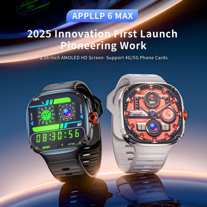 New APPLLP 6 MAX Android Smart Watch Phone Amoled Touch Screen Rotating Camera AI Translation Function Chatgpt