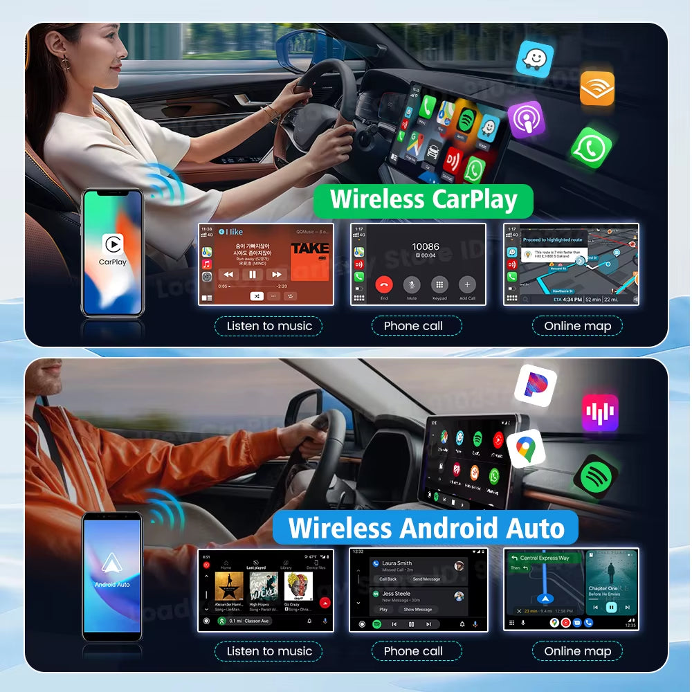 Android 13 Tv Box Carplay Android Auto 8 Core Wired to Wireless Adapter for Netflix Spotify Youtube Car Accessories