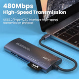 6 in 1 USB Card Reader SD TF XD CF M2 MS Memory Card Readers USB Type C Adapter High Speed Data Transfer Cardreader for Laptops