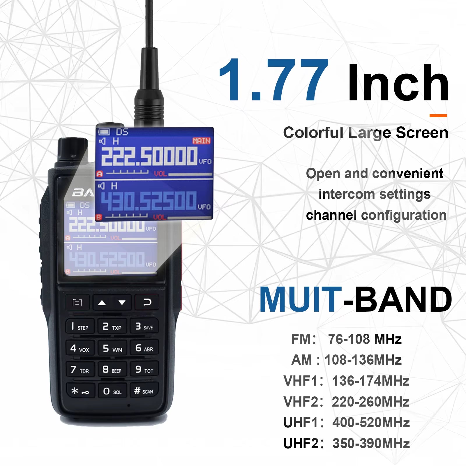 1/2PCS UV-22 Intercom Long-Distance USB Type-C Large Capacity NOAA 999CH FM Two-Way Radio