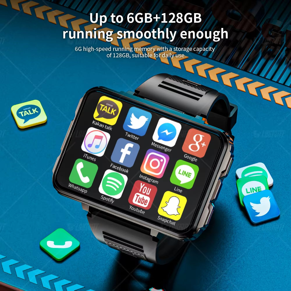 APPLLP 5 MAX Android Watch Phone Square Big Screen Wifi 4G Calls Smartwatches Dual Camera with Flashlight Gaming Watch