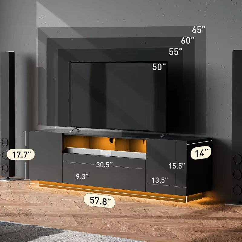 TV Stand for 65 Inch TV Entertainment Center with Storage Cabinet Modern TV Console for Living Room with Ample Storage