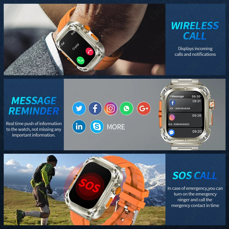 2025 New 2.1" Ultra HD NFC Voice Call Smart Watch Men Compass GPS Track 460Mah Battery Waterproof Watches for HUAWEI Xiaomi