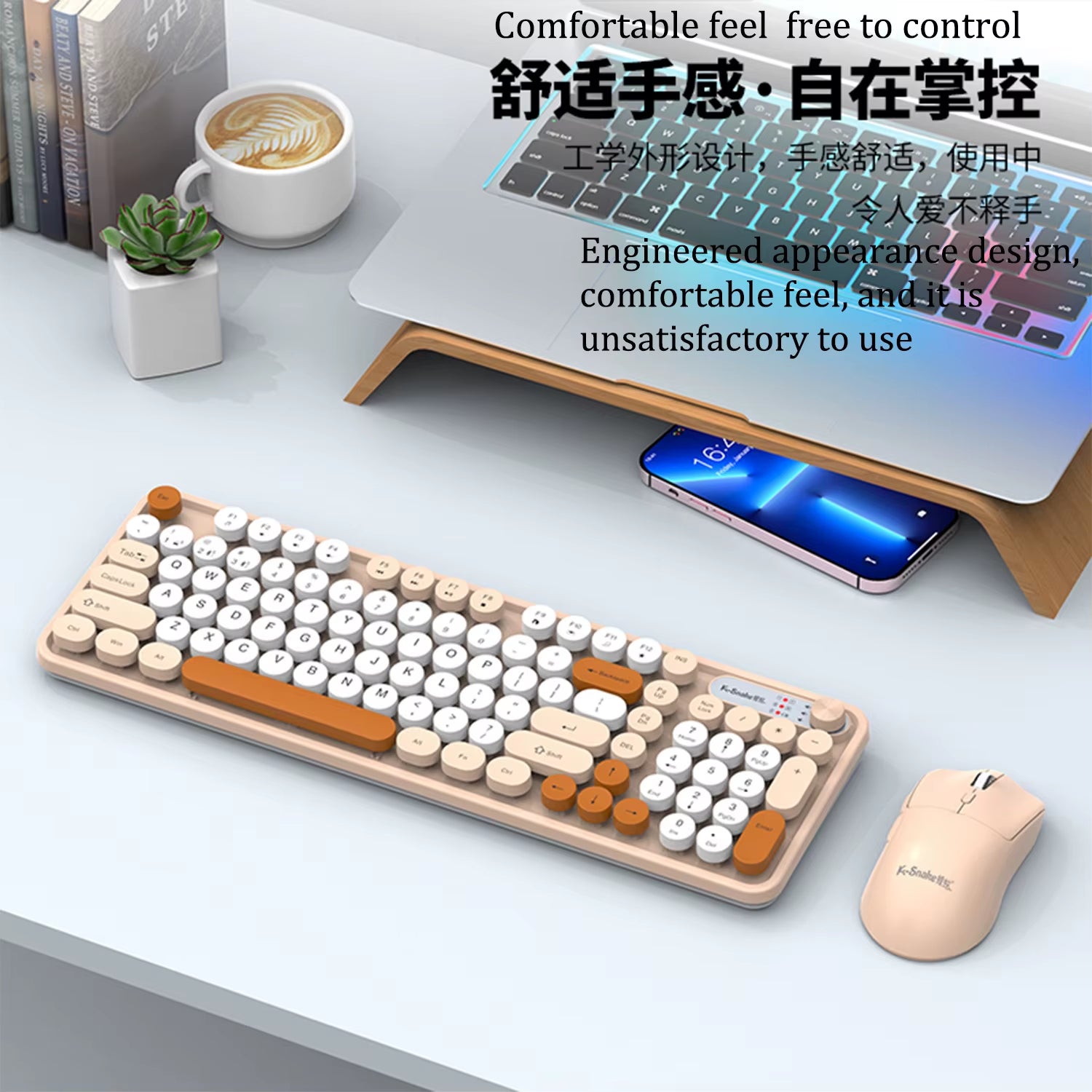 K-Snake Wk300 Wireless Dual Mode Keyboard and Mouse Set Mute with Volume Knob Desktop Laptop Universal