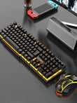 Colorful and Dazzlingly Glowing Gaming Mechanical Wired Keyboard and Mouse Set, Suitable for Desktop Computers and Laptops
