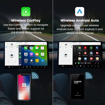 Wireless Carplay Android Auto for Tesla Model 3 Model X Y Model S Auto Connect Siri Voice Assistant Spotify Waze 5G BT
