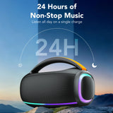 Outdoor Bluetooth Speaker, 80W Loud Speaker with Bass, Speakers Bluetooth Wireless with 24H Long Battery Life, IPX7 Waterproof, Speakers for Pool Beach Party, Portable Speaker with TWS (Black)