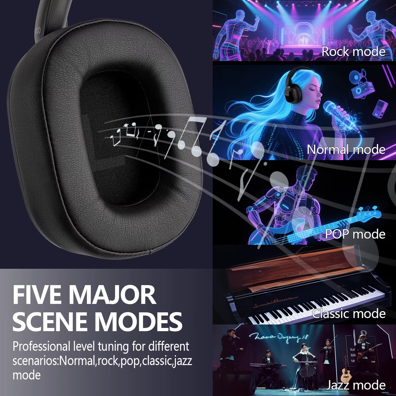 Jh-Anc930Plus Active Noise Cancelling Headphones, Hybrid Wireless Headphone with Multi Magnetic Touch Control LED Screen