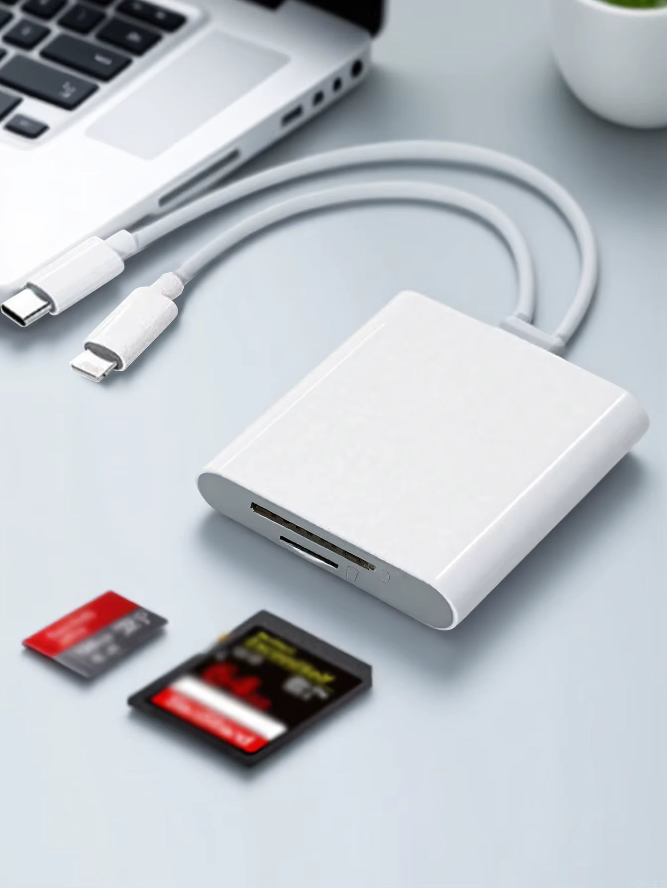 Dual-Card Dual-Wire Card Reader, Supports SD/TF Card Reader, Suitable for Apple Type-C Mobile Phones and Tablets
