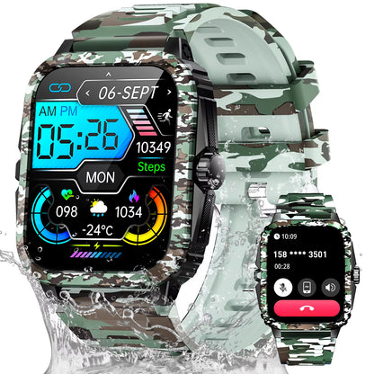 New Smart Watch for Men 3ATM Waterproof 1.96"HD Big Screen Rugged Smart Watch Heart Rate/Spo2/Sleep Monitor Fitness Watch