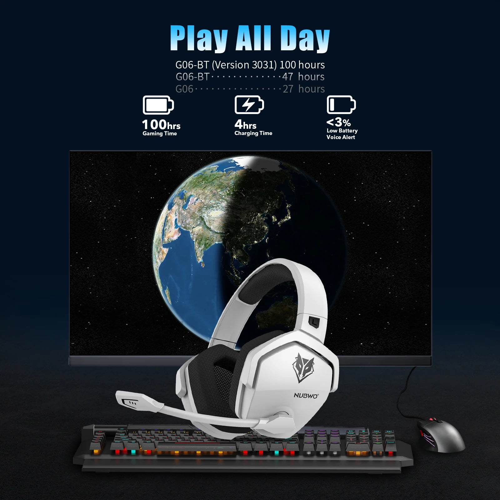 G06 2.4G Dual Wireless Gaming Headset 5Ms Low Latency 7.1 Surround ENC Mic for PC PS4 PS5 Gaming Bluetooth Headphones