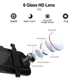 10" Dash Cam 2K Car Dvr Auto WIFI Mirror Stream Optioanl1080P Rearview Black Box Dashcam Camera Night Vision Drive Recorder