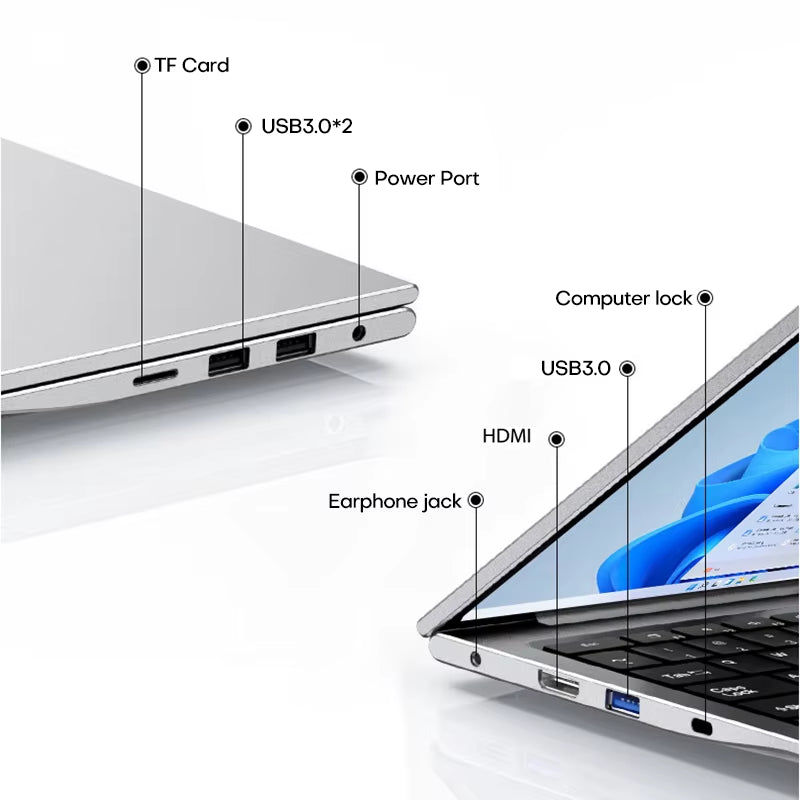 17.3" Computer Laptop  Celeron N5095 16GB DDR4 1TB SSD Windows 11 Fingerprint Office Laptops Notebook Computer Portable PC
