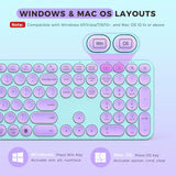 USB & Type C Wireless Keyboard and Mouse Combo for Win 7/8/10 Macbook Pro Air Laptop PC round Key Ergonomic Keyboards