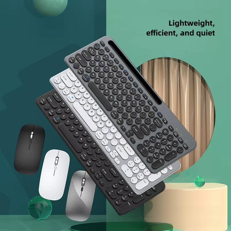 2.4G Wireless Keyboard and Mouse Combo Three-Mode Multi System Compatibility Bluetooth Keyboard Mouse Set Rechargeable Keyboards