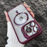 Luxury Magnetic Shockproof Phone Case for Iphone 15 14 13 12 11 16 17 Pro Max plus 16E Funda Stand Glass Lens Protection Cover