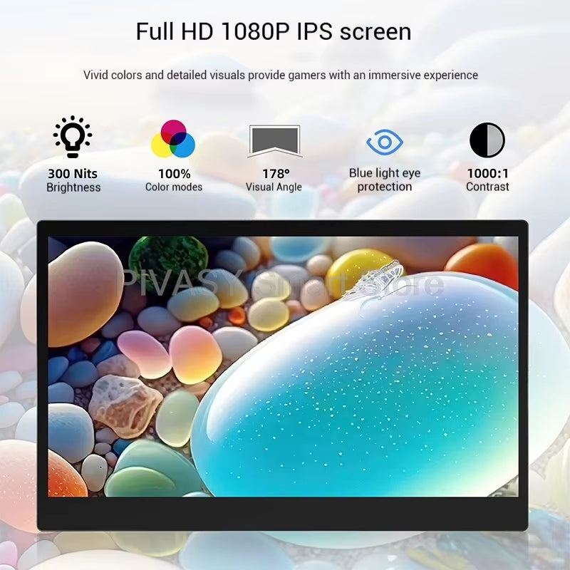 15.6 Inch Portable Monitor for PS4 NS XBOX Switch PC Gaming HDMI Eye-Care 1920*1080 Resolution IPS Panel 300Nits Brightness