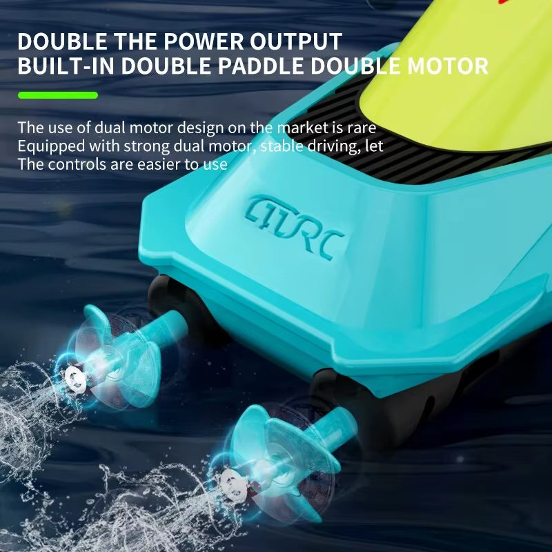 2.4G Mini RC Boat 10Km/H High Speed Boat Radio Remote Controlled Ship Dual Motor Electric Racing Speedboat Summer Water Pool Toy