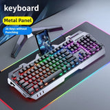 Gaming Wired Keyboard Mouse Combos Set Rainbow Glow Backlight 104 Keys Metal Panel Mechanical Feel Keyboard for Laptop Desktop