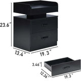 Black Nightstand with Charging Station, Bedside Table for Bedroom, LED Nightstand, Modern Night Stand with Drawers,, Customized