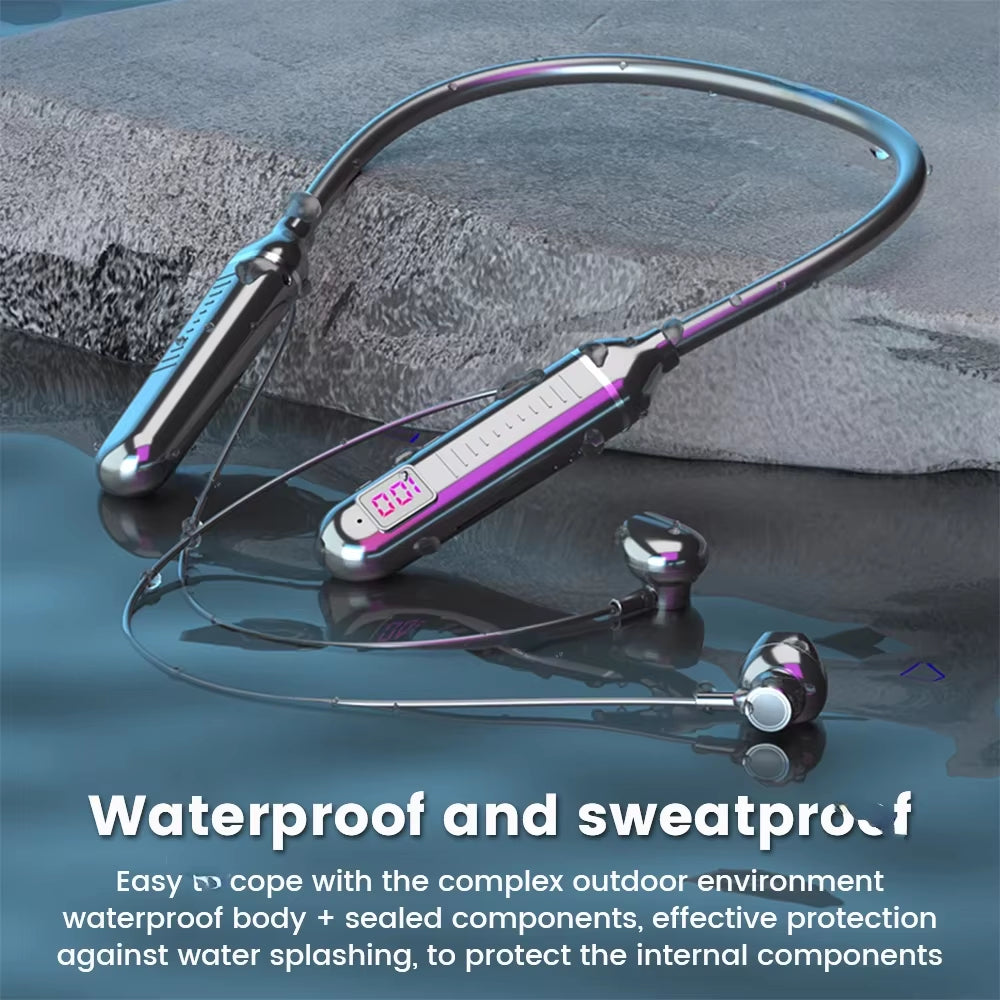 K58 Wireless Earphones Bluetooth 5.3 Neckband Headphones Gaming LED Display HIFI Headset Sports TWS Earbuds with Mic TF Card