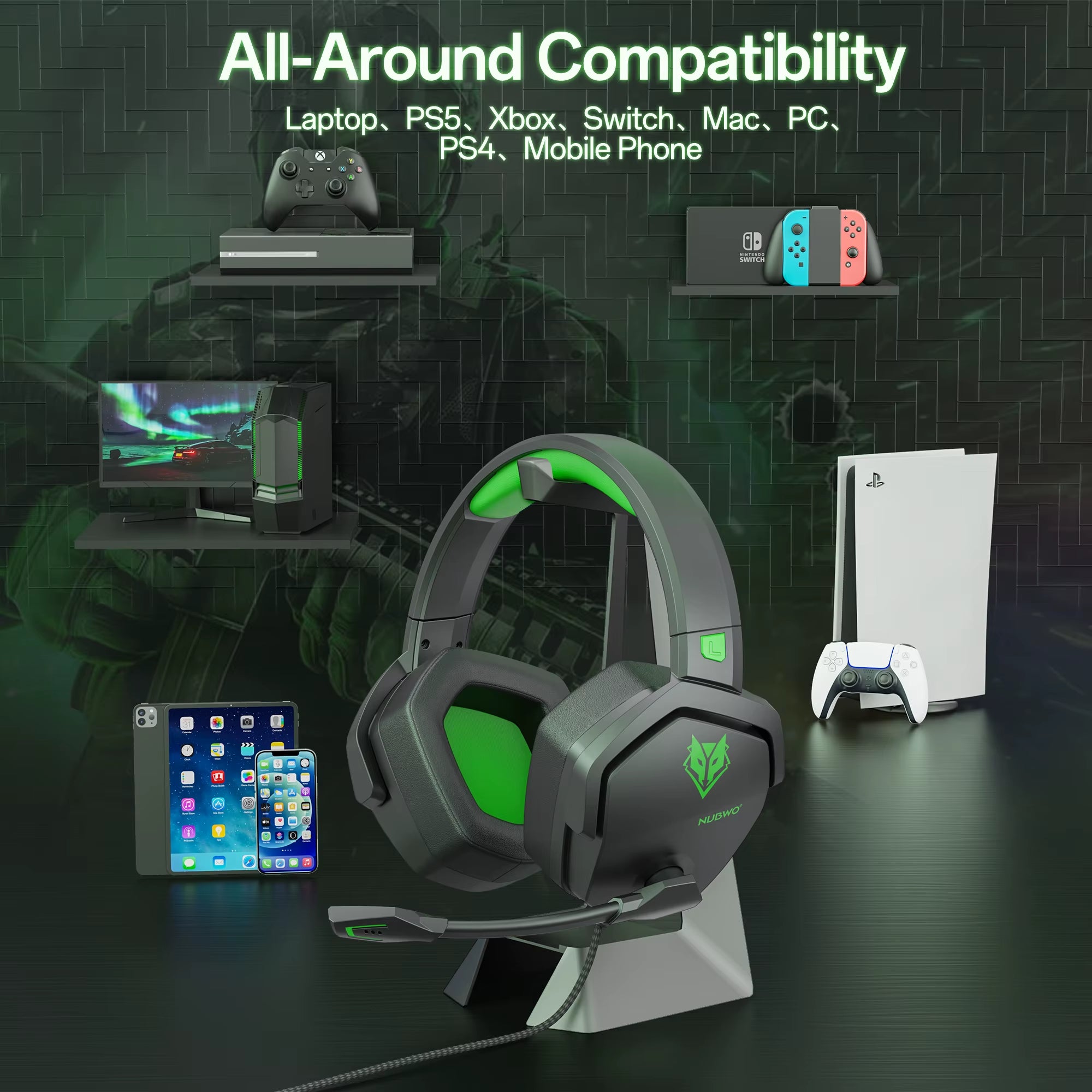 N16 Gaming Headset - Noise Canceling Mic, Stereo Sound, and Comfortable Design Gaming Headphones for PS5, PS4, Xbox One
