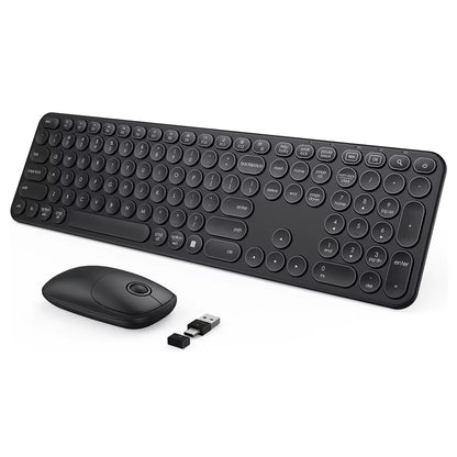 USB & Type C Wireless Keyboard and Mouse Combo for Win 7/8/10 Macbook Pro Air Laptop PC round Key Ergonomic Keyboards