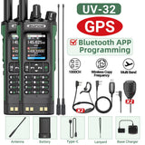 UV-32 GPS Walkie Talkie 10W Long Range Multi Band Bluetooth APP Programming Wireless Copy Frequency Type-C Two Way Radio