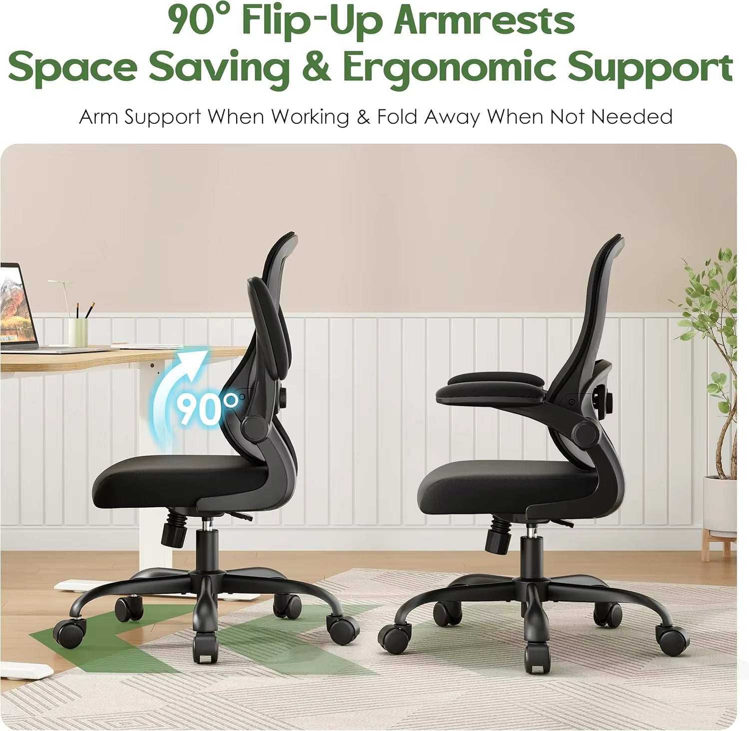 Office Chair Ergonomic Desk Chair - Mesh Comfy Home Desk Office Chairs with Wheels Adjustable Lumbar