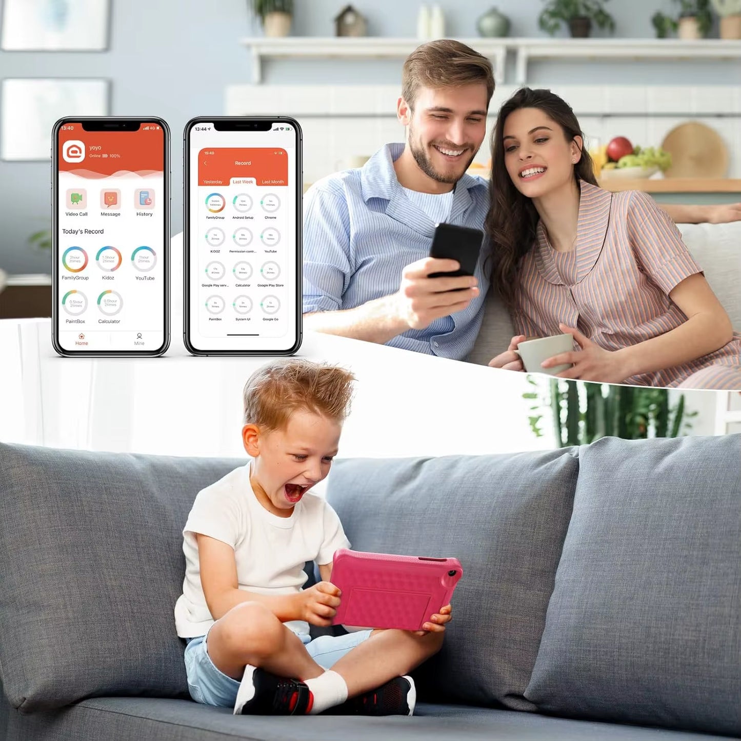 Kid Tablet 8 Inch Children Android 12 2GB RAM 64GB ROM 1280 X 800 IPS HD Screen Wifi Bluetooth Dual Camera Parental Control Case