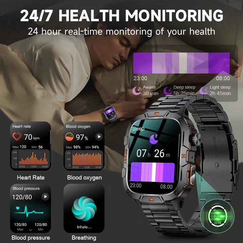 2025 for Xiaomi Outdoor Sports Smart Watch GPS Trackr 5ATM Flashlight 1.96" HD Display Screen Bluetooth Call Men Fitness Watches