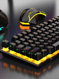 Colorful and Dazzlingly Glowing Gaming Mechanical Wired Keyboard and Mouse Set, Suitable for Desktop Computers and Laptops