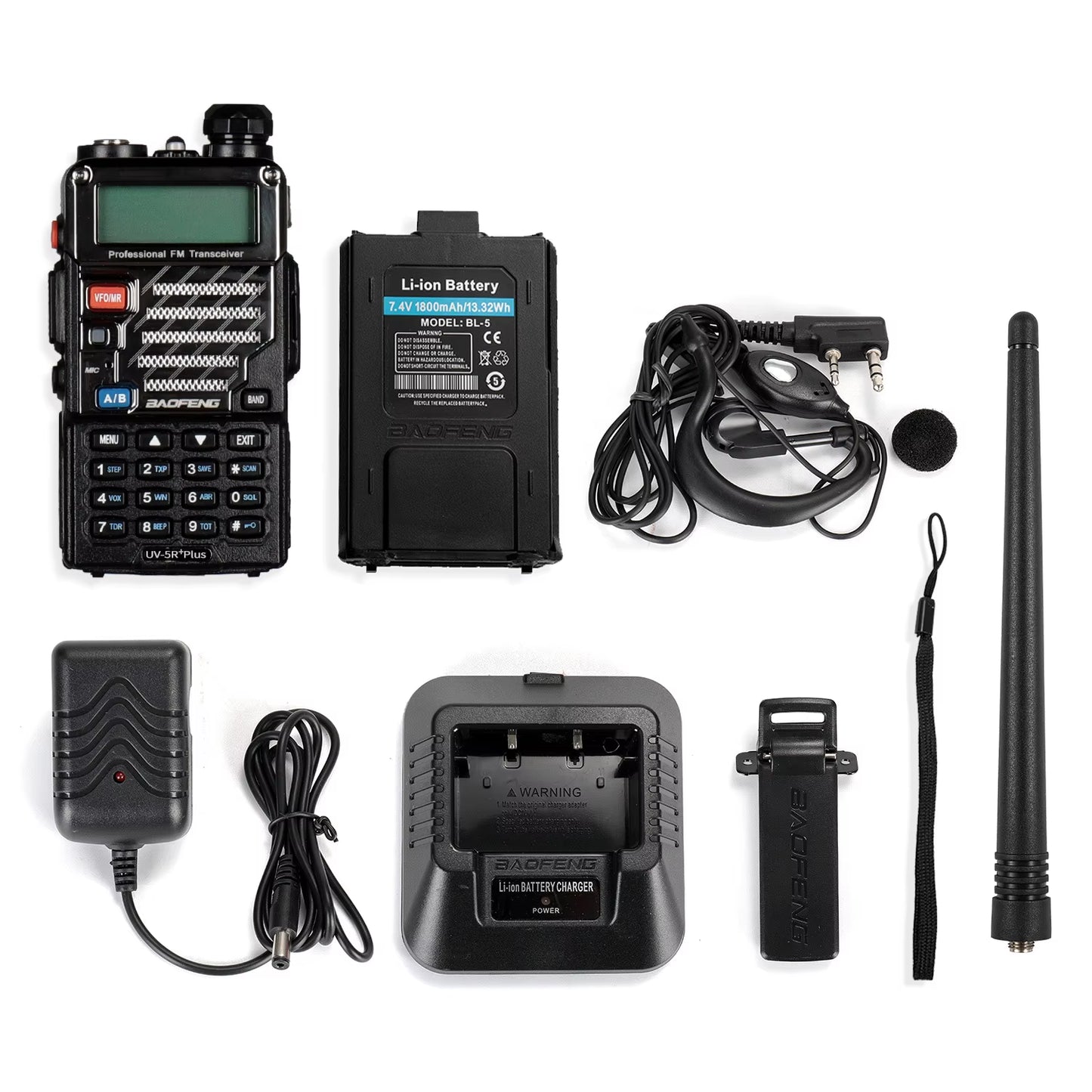 UV-5R+ plus Two Way Radio, Long Range for Adults Rechargeable with Earpiece, Walkie Talkie for Outdoors