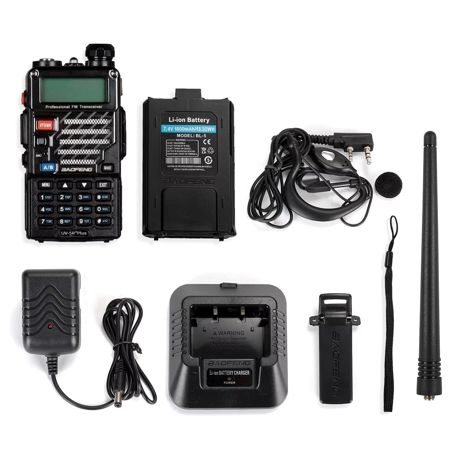 UV-5R+ plus Two Way Radio, Long Range for Adults Rechargeable with Earpiece, Walkie Talkie for Outdoors