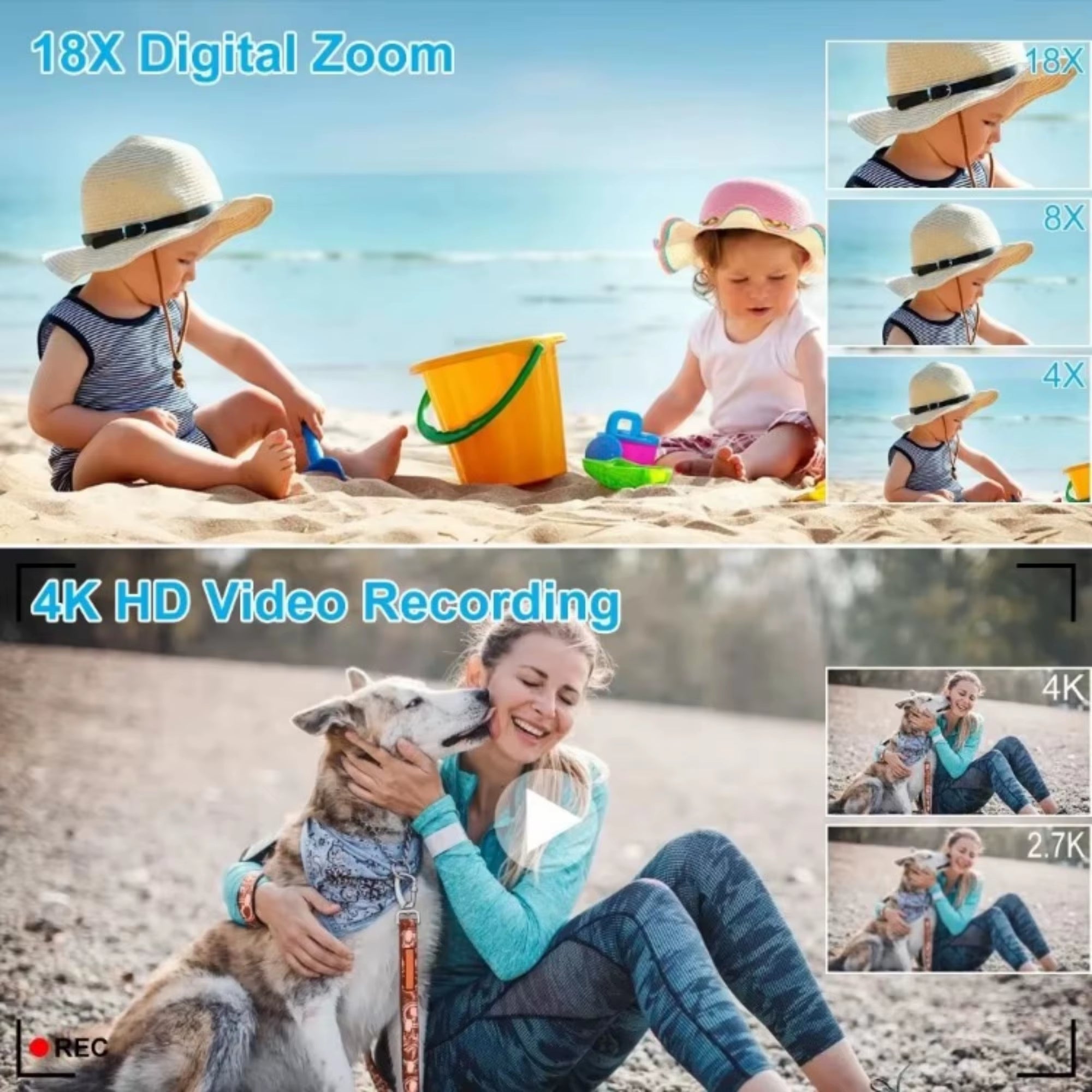 4K Digital Camera for Photography 16X Digital Zoom Vlog Camera for Youtube 75MP Wifi Autofocus Livestream Video Camera Camcorder