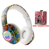 Graffiti Bluetooth Headphones Wireless LED Light Game Doodle Wireless Headsets with Mic for Kids Boy Girl Gift Support TF Card