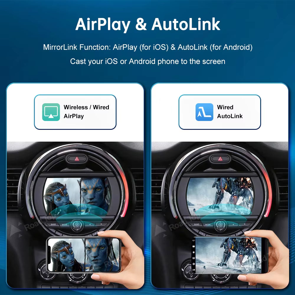 Roadtop Wireless Carplay Android Auto for Mini R55 R56 R57 R58 R60 R61 F54 F55 F56 Clubman Countryman Cooper John Cooper Works