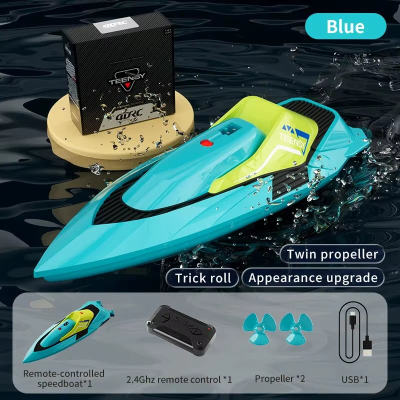 2.4G Mini RC Boat 10Km/H High Speed Boat Radio Remote Controlled Ship Dual Motor Electric Racing Speedboat Summer Water Pool Toy