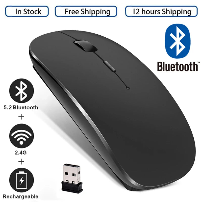 Rechargeable Wireless Mouse Bluetooth Mouse Computer Ergonomic Mini Usb Mause 2.4Ghz Silent Macbook Optical Mice for Laptop Pc