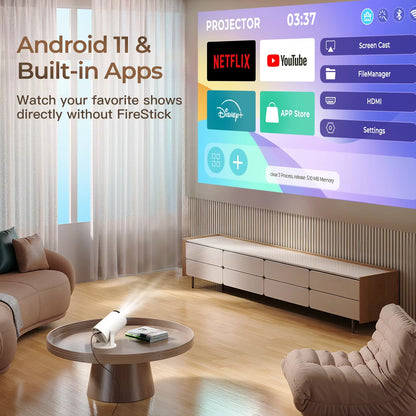 Projector HY300 Pro+ 4K Android 11 Dual Wifi6 300ANSI Allwinner H713 BT5.4 720P Native Outdoor Video Home Theater Cinema