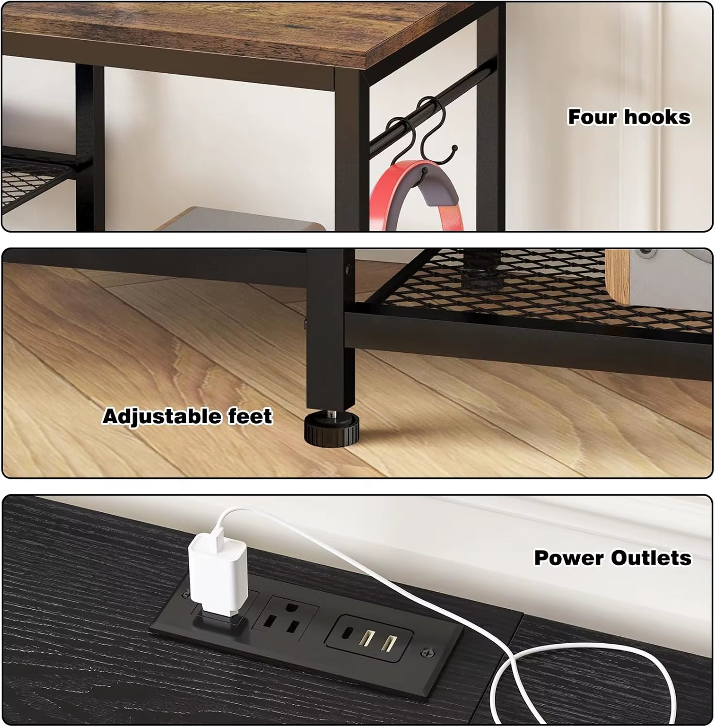 Entertainment Center for up to 55 Inch Tvs, TV Stand with Power Outlet and Open Storage Shelves, TV Media Console Table for Livi