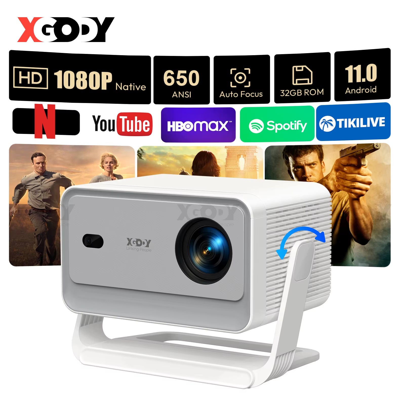 A6 PRO Native 1080P 600 ANSI 4K Android 11 32 GB 135 ° Projektor Mit Auto Keystone Focus Wifi6 BT5.2 Portable Outdoor