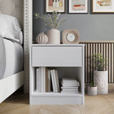 Versatile Wood Side Table for Living Room, Lounge, Stable and Sturdy Design. Minimalist Nightstand With1Drawer, Dark Gray