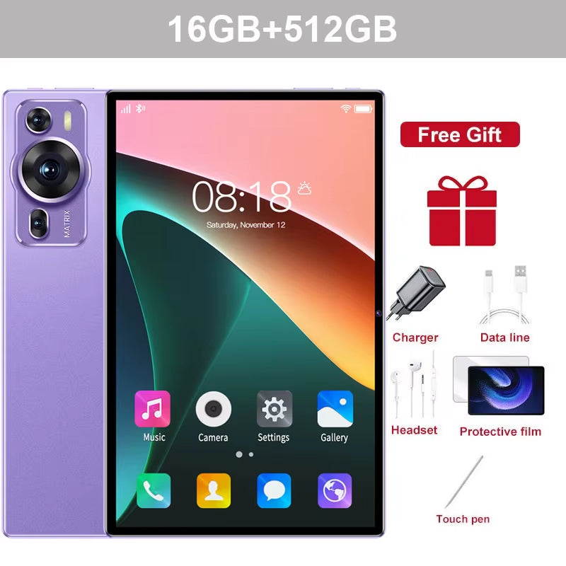 2025 New Original P60PRO Tablets 12Inch Global Version HD Tab Android 14 16GB+1TB Tablet 20000Mah 5G Dual SIM Wifi GPS Tablet PC