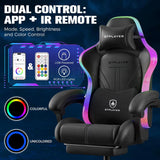 Ergonomic Gaming Chair with RGB LED Lights, High Back, Footrest & Reclining for Office Use