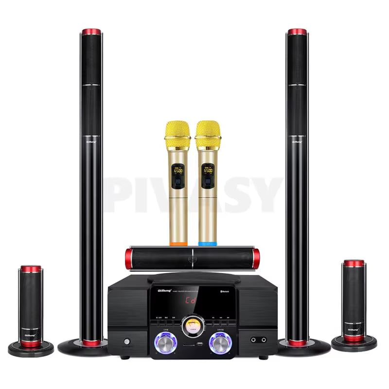 5.1 Home Theater Set 200W Peak Sound Box 8Ω Hifi Bluetooth Speaker 3-Way 3 Inch Active Audio Coaxial Optical USB for Home KTV