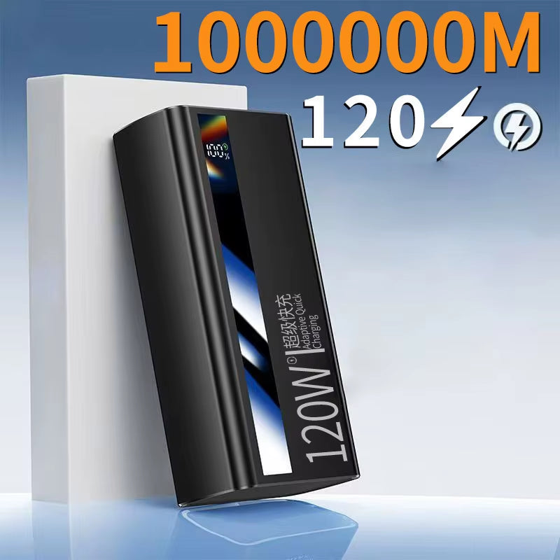 1000000Mah Large Capacity Power Bank Digital Display 120W Fast Charging Outdoor Power Supply for Xiaomi Huawei Iphone