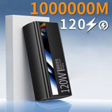 1000000Mah Large Capacity Power Bank Digital Display 120W Fast Charging Outdoor Power Supply for Xiaomi Huawei Iphone