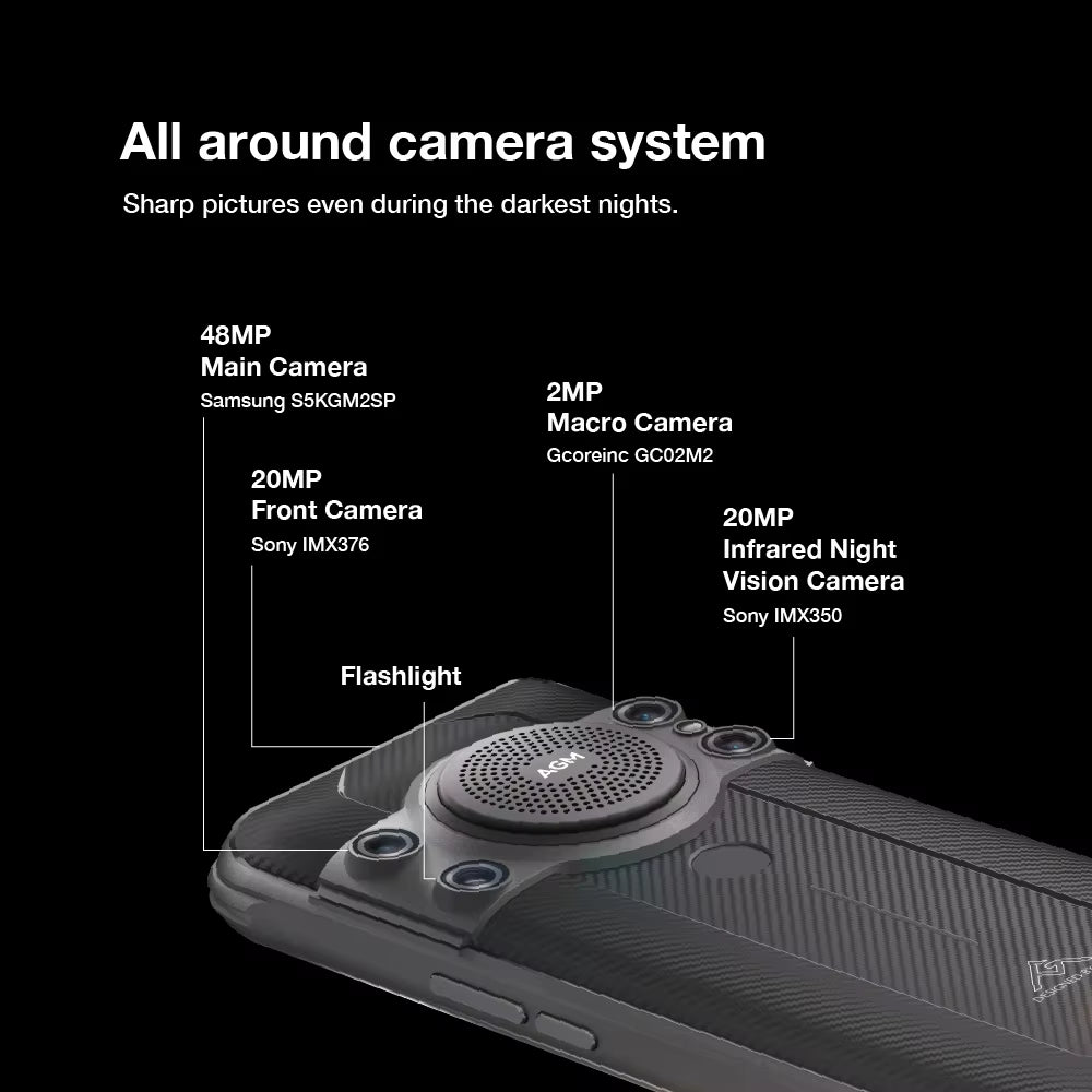 H5 Pro Rugged Helio G85 Smartphone, 6.56" HD+, 6GB+128GB, 48MP Camera, 7000Mah with NFC/IP68, 109Db Speaker and Night Vision