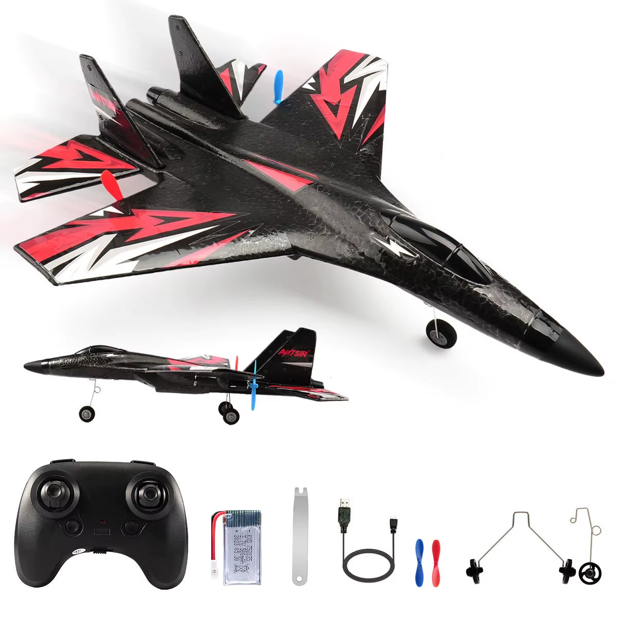 SU27 RC Plane 2.4G 2CH Remote Control Flying Glider with LED Lights EPP Foam Airplane Toys for Children Gifts